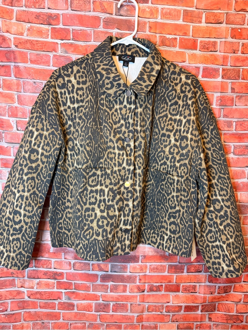 Gigio Leopard Print Cropped Jean Jacket - Brown/Black